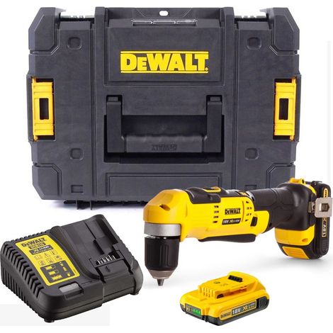 Dewalt DCD740D2 18v XR 2 Speed Right Angle Drill Lithium -2 Battery Charger Case (1/4)