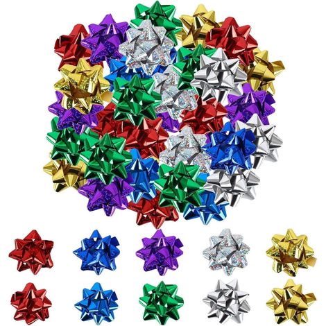 Lot de 50 nœuds décoratifs métallisés autocollants 5 cm multicolores (1/5)