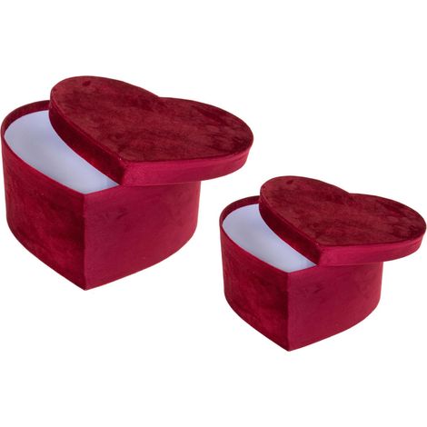 Set 2 Scatole Cuore 27 e 25 cm Velluto