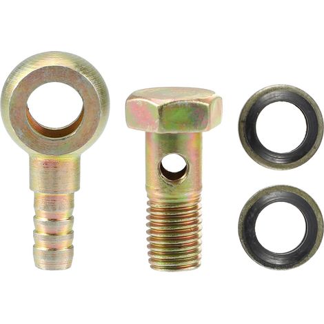 Kit Banjo Verrouillé M8x1 1Pièce Système Freinage Bronze Tone  Pour Freinage, Fer Cuivre, Int 8mm, Ext 6mm, Vis 13x24mm, Joint 16x32mm, 2 Rondelles Cuivre (1/5)