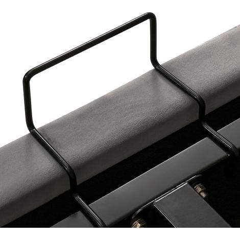 Lit rembourré double 180x200 cm, tête oreille avec oreiller intégré, fonction hydraulique, sommier polaire noire anti-salissure, gris (1/4)
