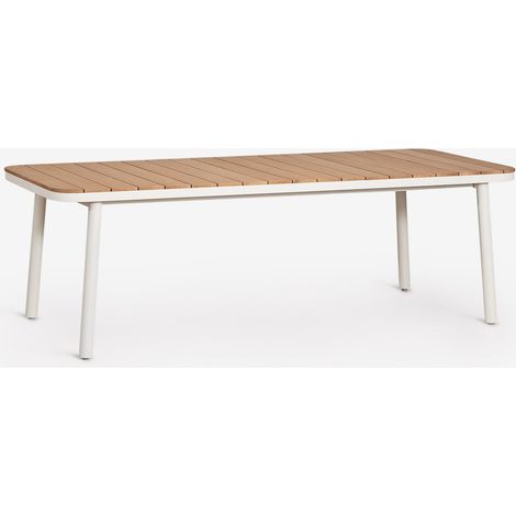 Table de jardin rectangulaire extensible en aluminium Mareiran 240-300x100 cm SKLUM Blanc Gardenia