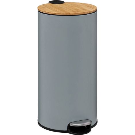 Cestino per rifiuti con coperchio in bambù grigio modern color 30l - 5five