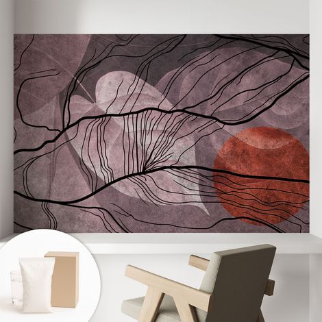 Papier peint intissé avec imprimé pour intérieur moderne application facile a motif - Colle incluse gratuite Abstraction énergique 104x70 cm (1/5)