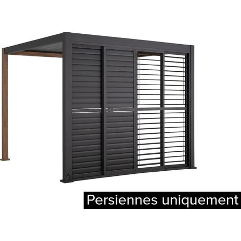Hesperide – Persiennes coulissantes pour pergola Evora 3 m graphite – Aluminium époxy anticorrosion – Lames orientables pour gestion lumière