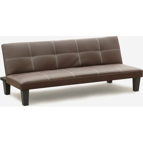 Sofá cama 3 plazas cuero polipiel Topazio pronto letto - Marrón (1/5)
