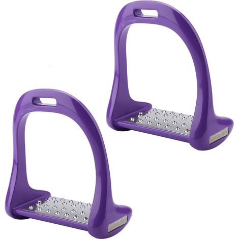 Étrier d'équitation en acier inoxydable antidérapant, selle en aluminium peinte en violet (1/5)