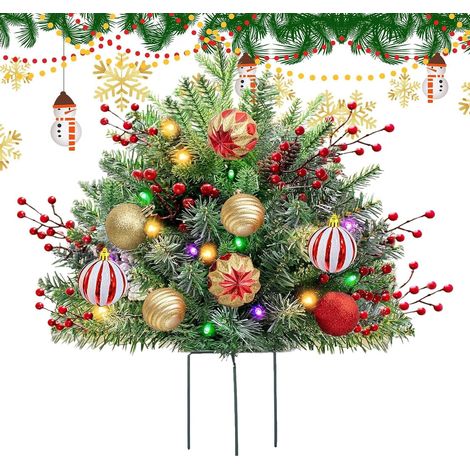 Pot de Fleurs de Noël pour Porche – Remplissage Artificiel avec Piquet de trépied, décorations d'intérieur pour Maison, Appartement, dortoir, Bureau, fête, école, cimetière (1/5)