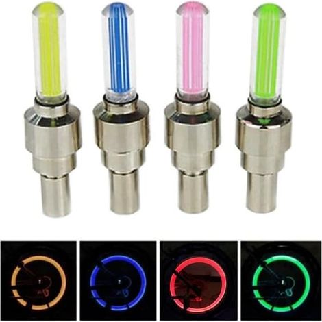 Éclairage avant pour vélo, vert - éclairage LED sans pile pour VTT, bouchons de valve de pneu, rayons de roue, Bl01 (1/4)