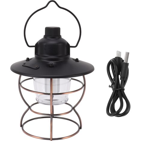 Ortviai Lanterne LED rétro portable pour camping – 3 modes d’éclairage, gradation continue et recharge USB (2000 mAh) (1/5)