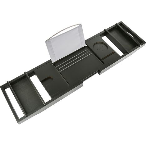 SiFree® Plateau de Baignoire, Etagère à Baignoire en Bois, Avec supports amovibles et porte-savon,  70-105cm233cm noir