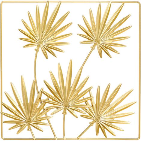 Feuilles Décoratives - Suspension Murale En Fer - Pour Salon Salle À Manger - Or - 29 x 29 x 1 cm - 1 Pièce (1/3)