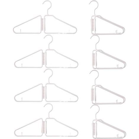 (Weiß) 8-teiliges Set faltbarer Kleiderbügel, faltbare Kleiderbügel aus Kunststoff, tragbare faltbare Kleiderbügel, faltbare Reisekleiderbügel (1/5)