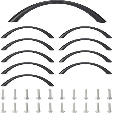 10 Möbelgriffe, Aluminiumlegierung, Schwarz, 96 mm Lochabstand, für Küchenschubladen (1/5)