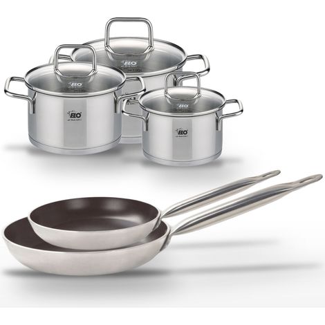 Lot Poêles 28/32cm & Faitouts 12/14/16cm Elo Bistro Line (1/4)