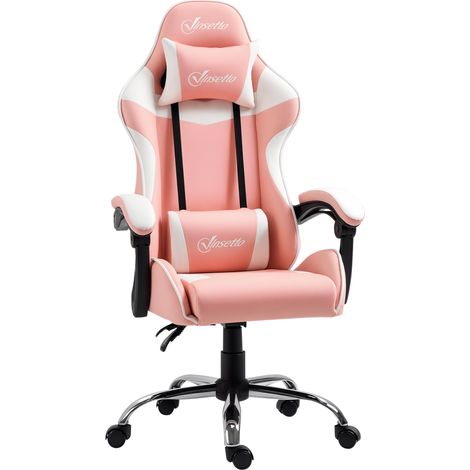 Chaise de bureau, rose, 63 x 67 x 122-130 cm, avec coussin, pour bureau, assise ergonomique, poste de travail maison