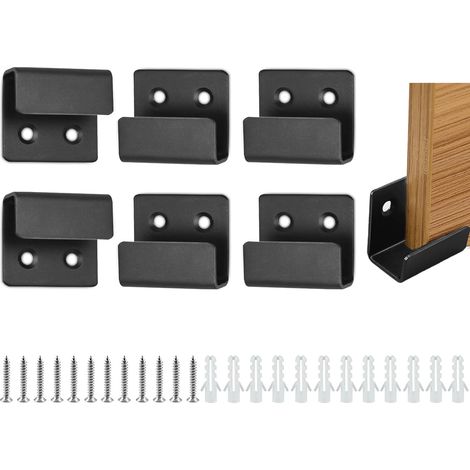 Lot de 6 crochets de fixation murale en acier inoxydable, supports à clips muraux en céramique, crochets robustes pour tableau d'affichage, miroir, cadre photo (noir, 20 mm) (1/5)