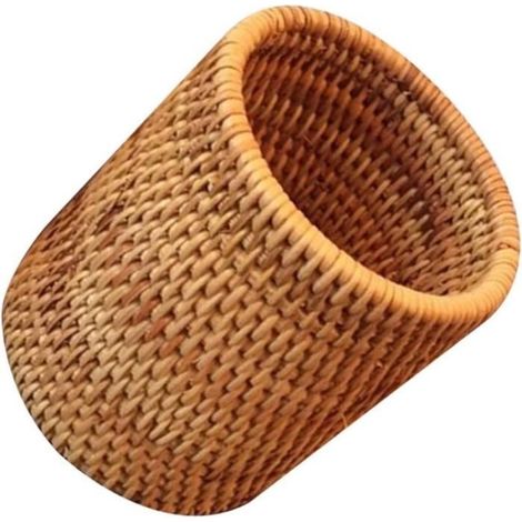 Pot À Crayons En Osier Naturel Pour Pinceaux De Maquillage, Tasses, Couverts, Paniers De Rangement En Osier Tressé, Pots De Fleurs O
