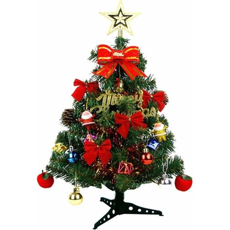 Sapin de Noel Artificiel Petit Sapin de Noel avec Decoration et Ornements de Base pour Les Vacances en Hiver (60cm) (1/4)