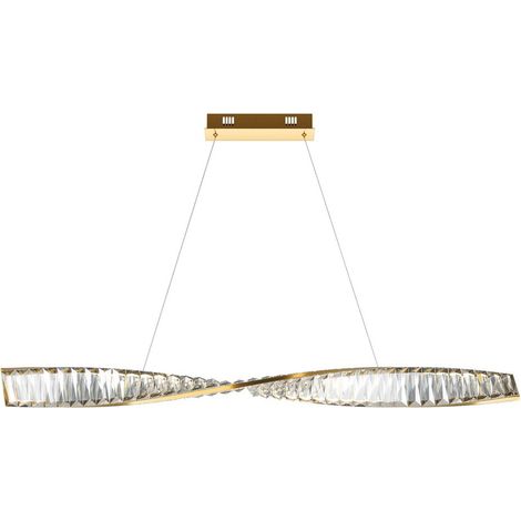Maytoni Krone Plafonnier suspendu moderne de 100 cm en laiton, 3 000 K, 1 900 lm, abat-jour en cristal
