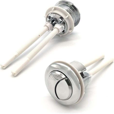 Boutons-poussoirs de chasse d'eau double de 38 mm pour toilettes. Boutons standard pour réservoir. Chromés et argentés. Bouton de chasse d'eau de rechange. (1/4)