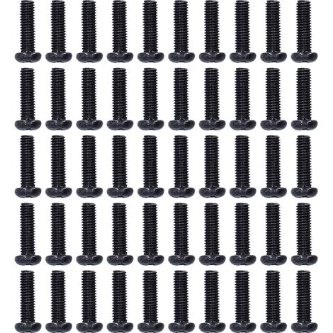 50 pièces Vis à métaux tête cylindrique M3x10, filetage complet, acier zingué noir - Boulonnerie et fixation