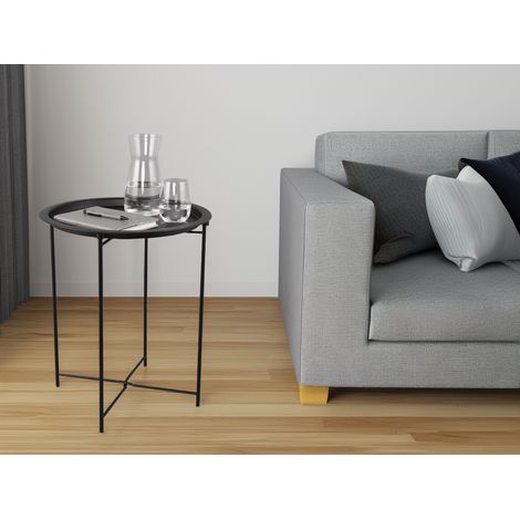 Beistelltisch CAROLINA rund Metall in Schwarz Höhe 51cm Ø 43cm (1/5)