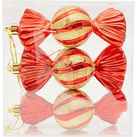 Lot de 16 décorations de Noël colorées en forme de bonbons, à suspendre au sapin. Décorations de Noël pour fêtes et réunions. (1/5)