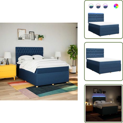 Sommier à lattes de lit avec matelas Bleu 160x200 cm Tissu - Sommier À Lattes De Lit - Sommiers À Lattes De Lit - Lit - Meuble De Chambre À Coucher (1/5)