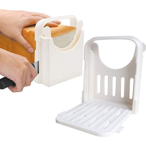 Trancheuse - Trancheuse multifonction - Trancheuse à pain - Planche à découper - Design pliable et peu encombrant pour trancher le pain et les bagels maison - 1 pièce - Blanche (1/5)