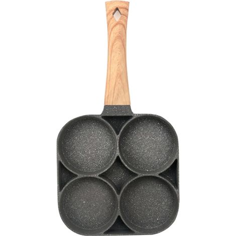 Antihaftbeschichtete Eierpfanne aus Aluminium, 4 Fächer, Bakelitgriff, ideal für Frühstück, Crêpes und Pfannkuchen. (1/5)