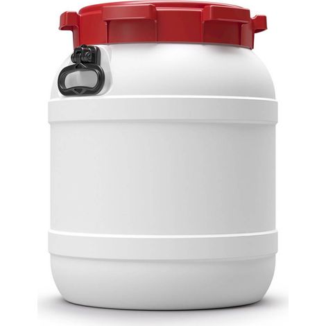 Multitanks – Fut alimentaire en plastique HDPE 55 litres – Ouverture à vis – Étanchéité avec joint en caoutchouc – Certifié UN pour matières solides