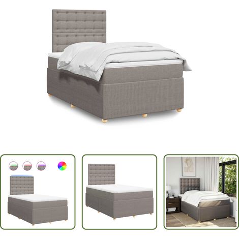 vidaXL LED-Beleuchtung -  Boxspringbett mit Matratze Taupe 120x200 cm Stoff (1/5)