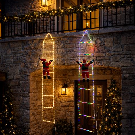 Babbo Natale su scala luminosa, h 200 cm con Dual LED bianco caldo e multicolor (1/5)