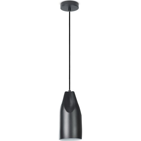 Paco Home Hängeleuchte Wohnzimmer Esstisch Küchenlampe 1,5m Textilkabel Industriell Pendelleuchte - Typ 1, Schwarz - Weiß