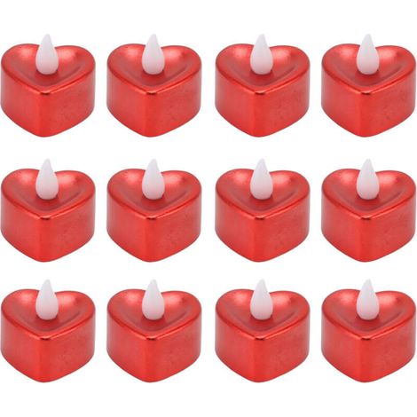 12 bougies LED en forme de cœur, sans flamme, piles incluses – idéales pour Noël, Halloween, mariages, fêtes en extérieur et réchauffage de plats (1/5)