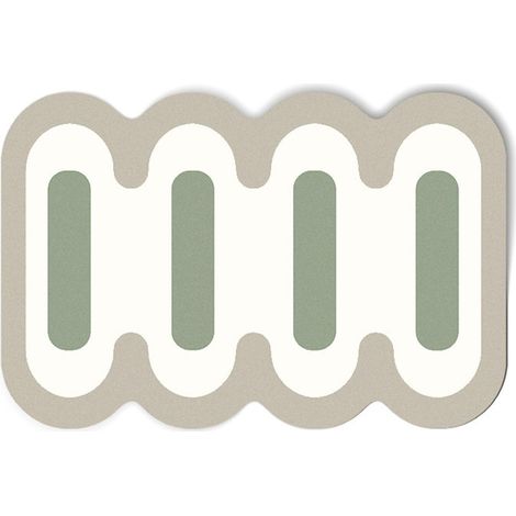 Tapis de Bain Ondulé, Absorbant, Séchage Rapide, Antidérapant, Entretien Facile, 40 x 60 cm, Beige et Bandes Vertes (1/4)