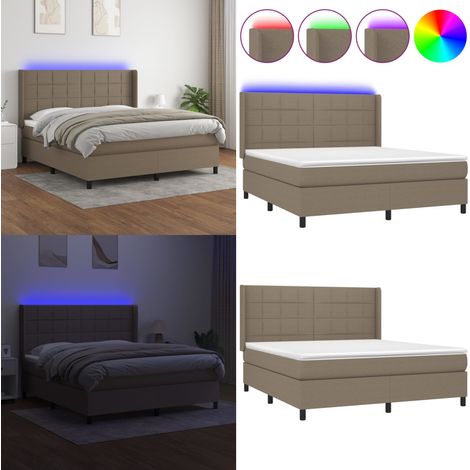 Boxspringbett mit Matratze & LED Taupe 160x200 cm Stoff - Boxspringbett - Boxspringbetten - Home & Living (1/5)