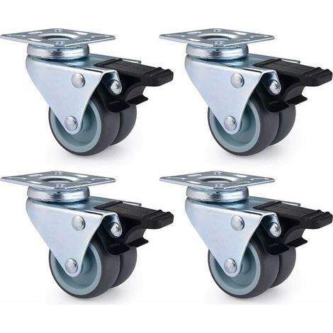 Set mit 4 Schwerlast-Lenkrollen mit Bremse für Möbel, Tragkraft 600 kg (1/5)