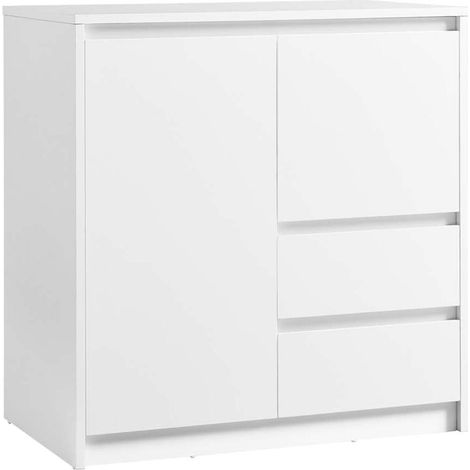 Credenza contenitore con anta e ripiano regolabile in altezza 2 cassetti moderna 40 x 70 x 745 cm per soggiorno sala da pranzo ufficio bianco nuvola 120004523