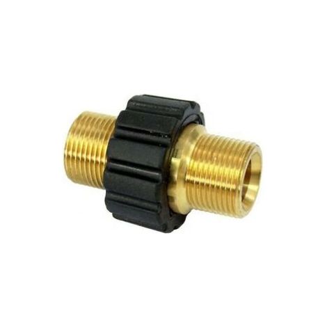 BUNTHAUS Hose quick connector (15 mm diameter), M22 x 1.5 double male pressure washer adapter, compatible with Karcher, Karcher HD and HDs pressure washer hoses (1/4)