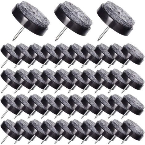 50 Pcs Patin Chaise a Clouer 24mm Noir Tampon Chaise en Feutre pour Protéger Pieds des Meubles (1/4)