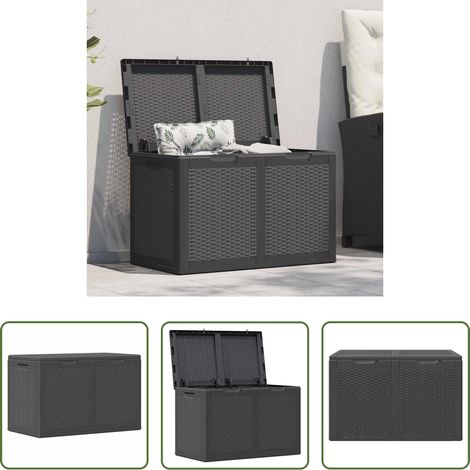 Aufbewahrung - Garten-Aufbewahrungsbox 180 L Schwarz PP Rattan (1/5)