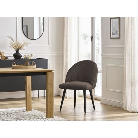 BOBOCHIC - Chaise LALIE tissu velours côtelé et pieds scandinaves noirs Marron (1/5)
