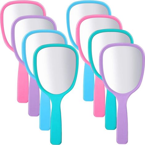 8 miroirs de maquillage (2 de chaque couleur : vert, violet, rose et bleu ciel).