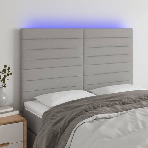 Cabecero con luces LED tela gris claro 144x5x118/128 cm vidaXL
