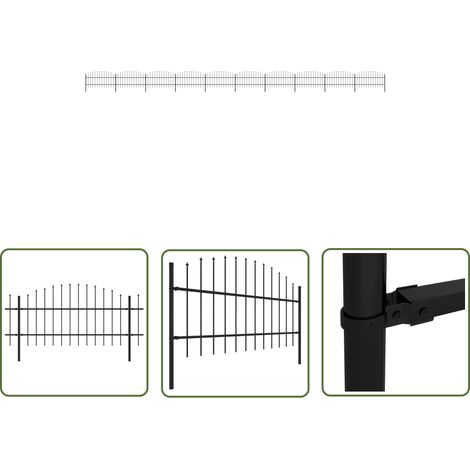 The Living Store Gartenzaun mit Speerspitzen Stahl (0,75 - 1) x 17 m Schwarz - Gartenzaun - Stahlezaunt - Metallzaun - Sicherheitszaun - Privacy Screen (1/5)