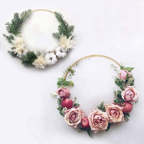 Anneaux Attrape-Rves 12 Pices Cerceau Floral en Bois pour Bricolage et Dcoration de Mariage (1/4)