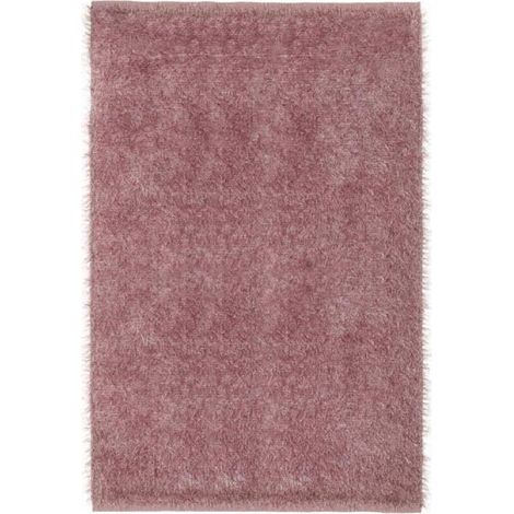 Tapis rectangulaire à poils longs - JUANIO - 200x140 cm - Rose clair - 60% coton/40% polyester - Shaggy (1/3)
