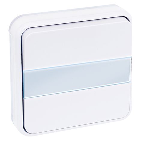 Botón pulsador empotrado luminoso con etiqueta de puerta 10A - IP55 - OXXO Blanco